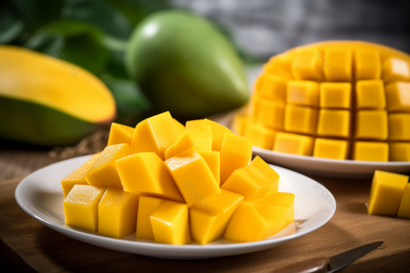 美食切丁芒果实拍摄影图,高清,摄影图,摄影图片,图片大全,摄影图免费下载